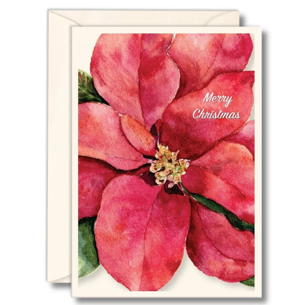 Earth Sky + Water - Poinsettia II Notecard Set - 8 Blank Cards with Envelopes